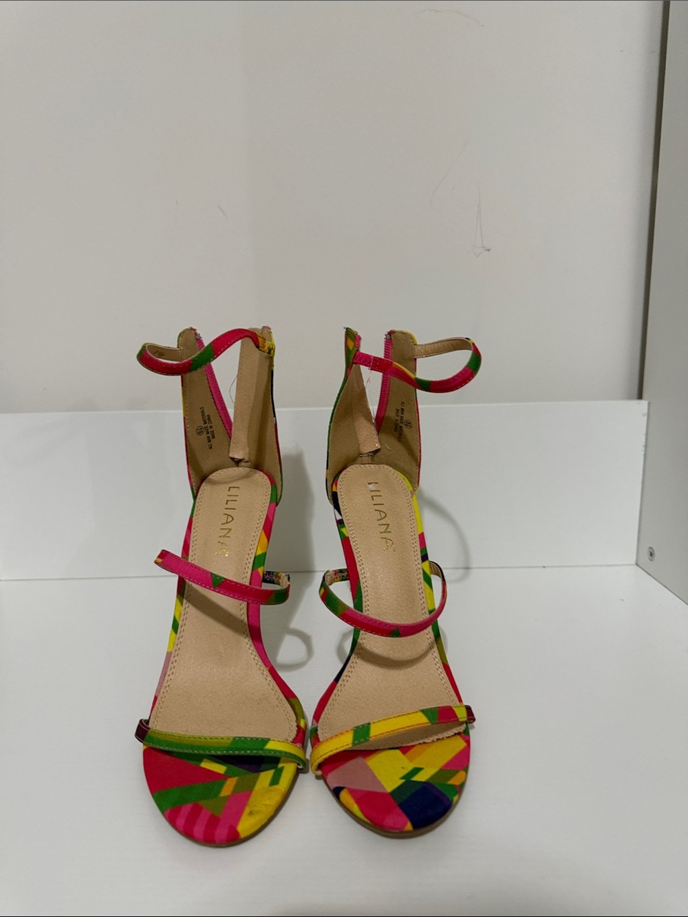 Liliana Multicolor Strappy Ankle-Heel Sandals